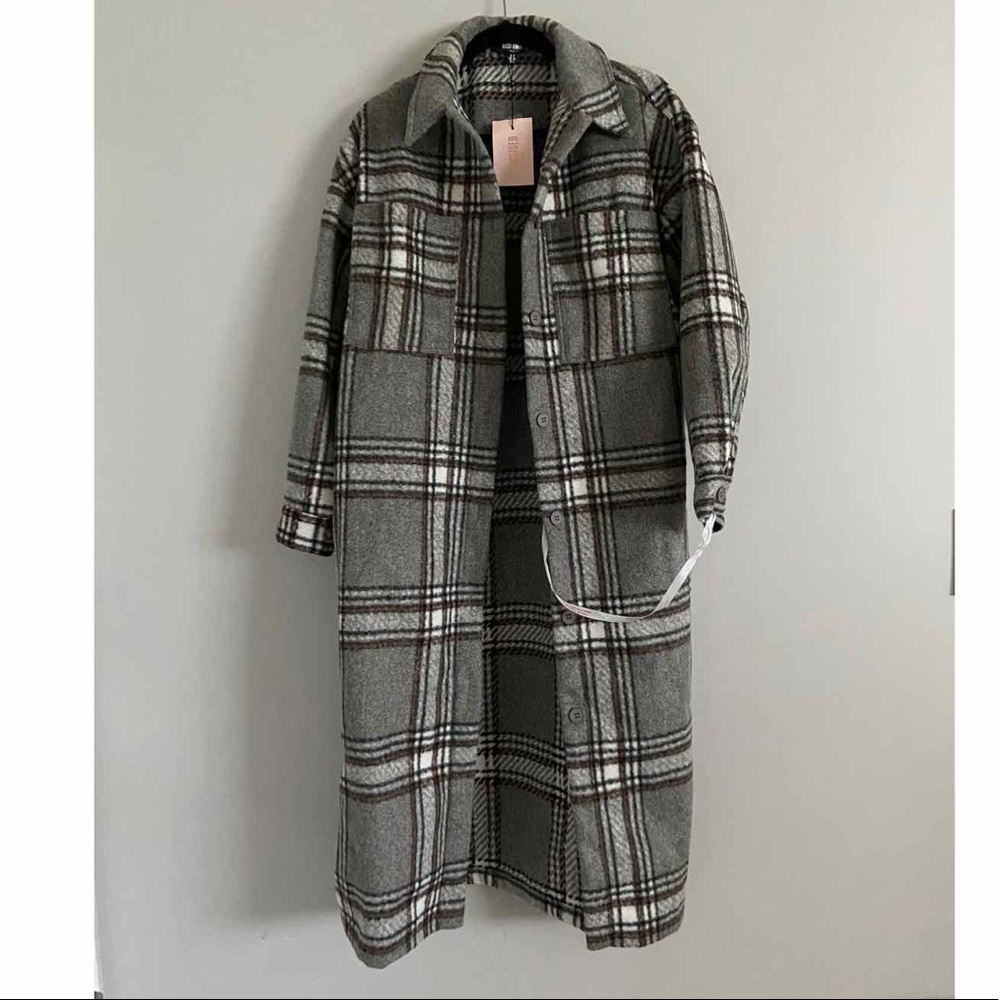 shacket tall plaid Missguided sz 2
